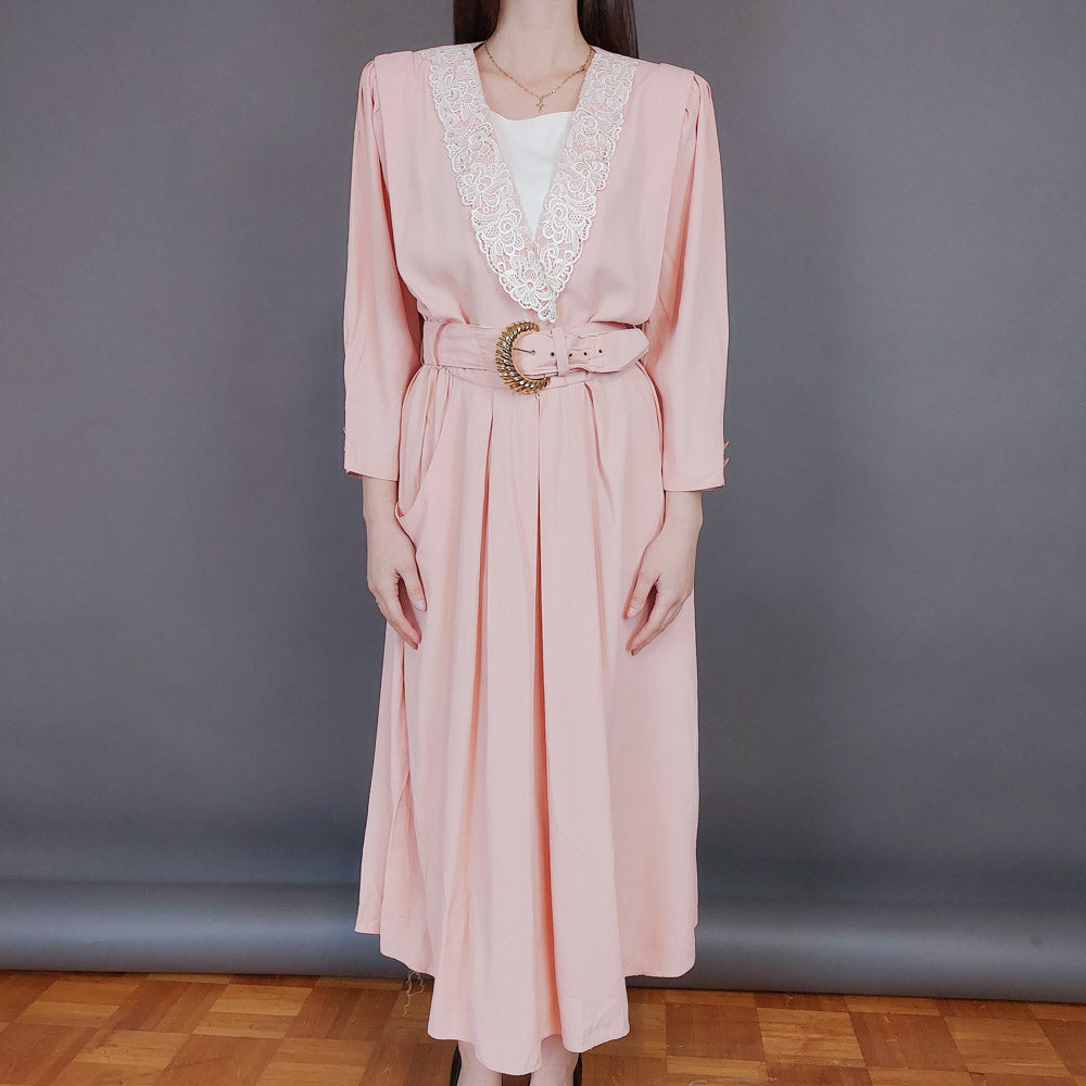 VIN-DR-33568 Vintage φόρεμα σομόν Μ