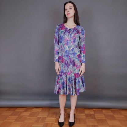 VIN-DR-33567 Vintage φόρεμα εμπριμέ S-M