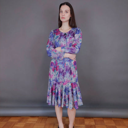 VIN-DR-33567 Vintage φόρεμα εμπριμέ S-M