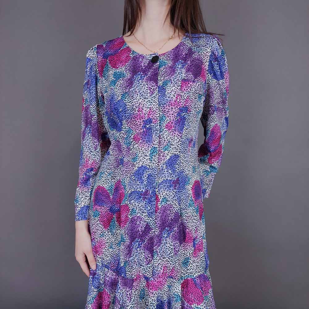 VIN-DR-33567 Vintage φόρεμα εμπριμέ S-M