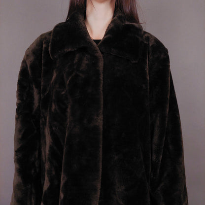 VIN-OUTW-33602 Vintage γούνα οικολογική καφέ M