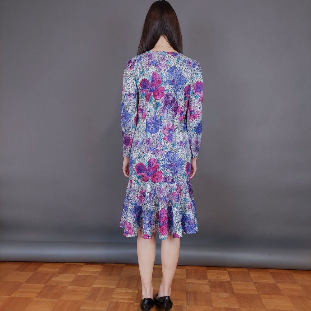 VIN-DR-33567 Vintage φόρεμα εμπριμέ S-M