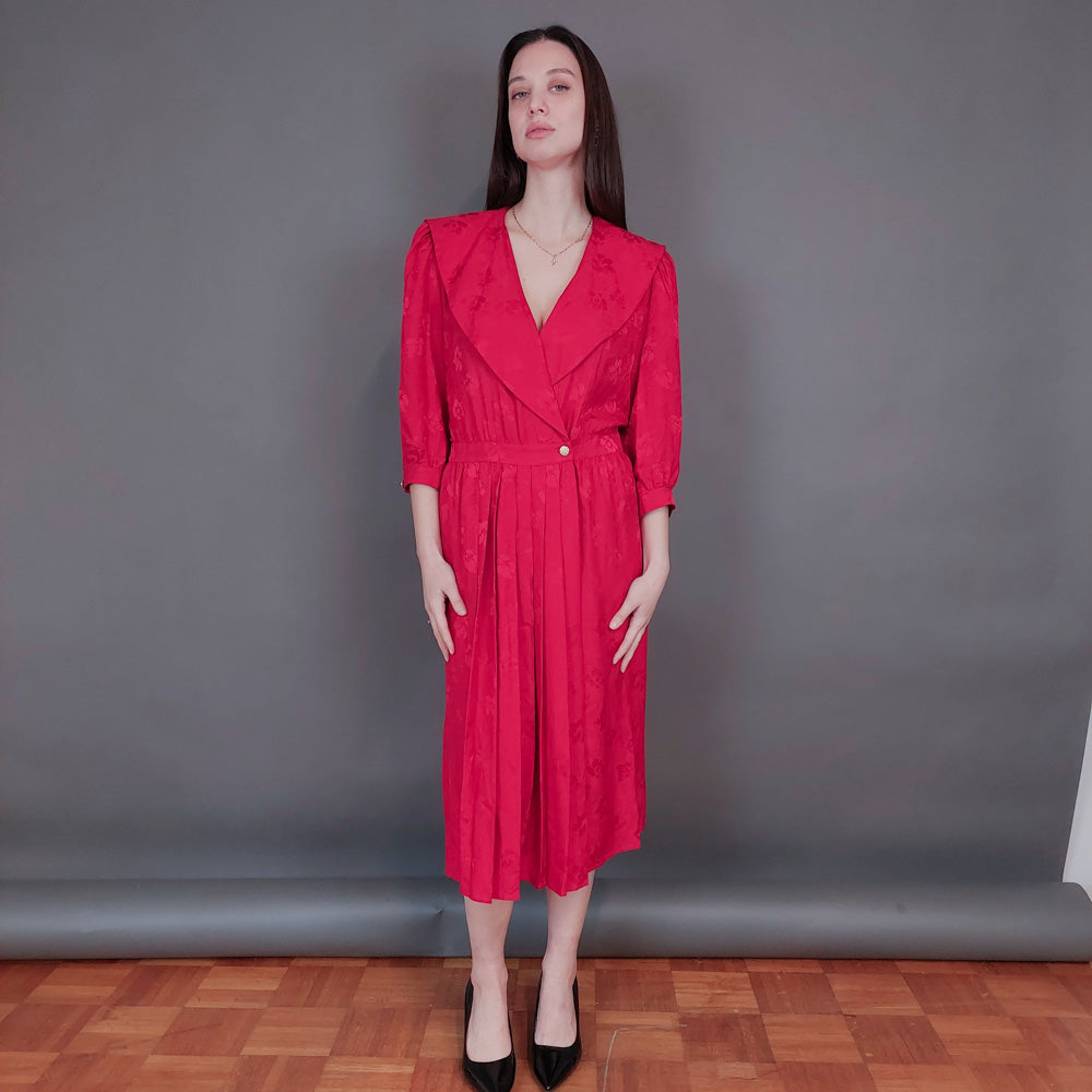 VIN-DR-33566 Vintage φόρεμα μεταξωτό κερασί Μ