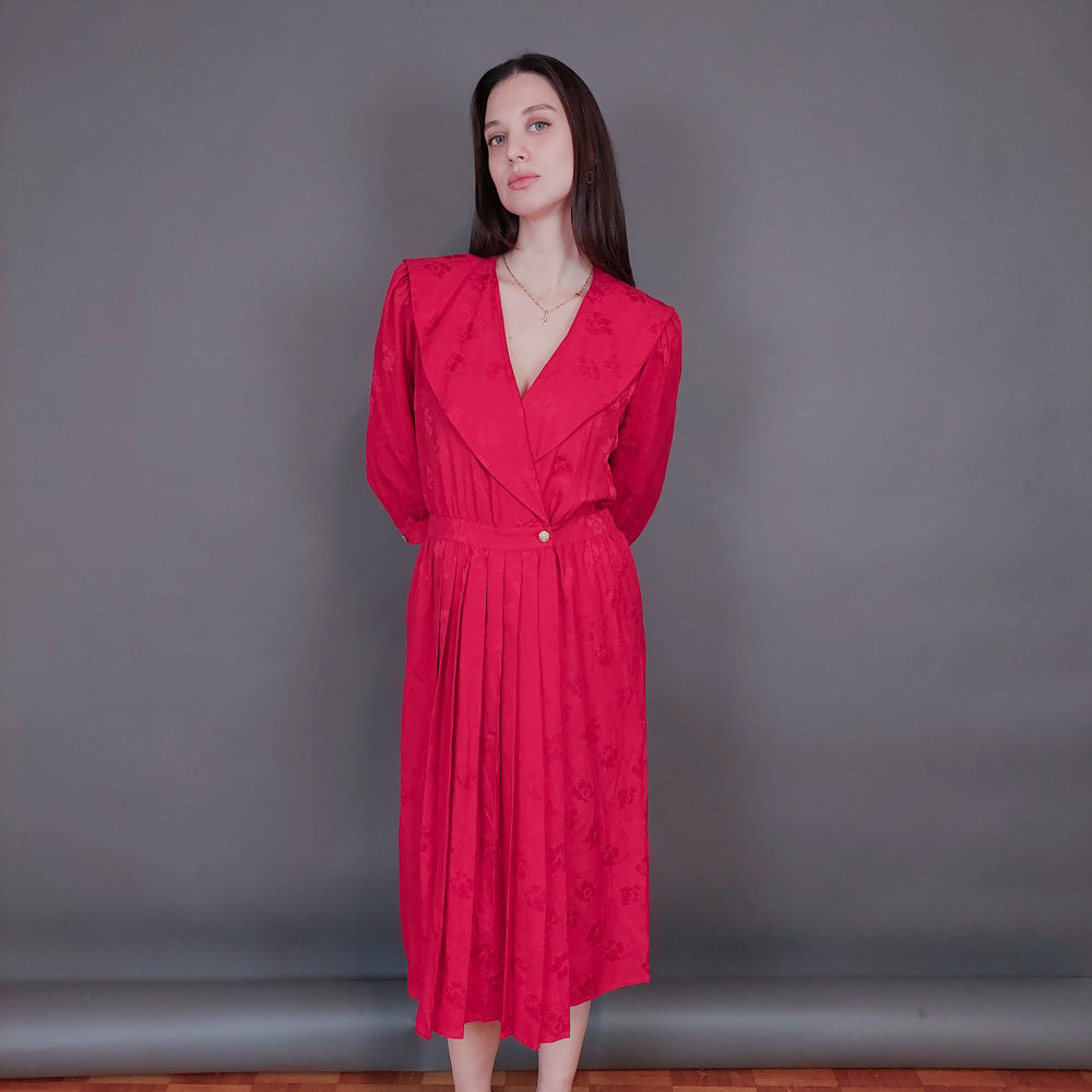 VIN-DR-33566 Vintage φόρεμα μεταξωτό κερασί Μ