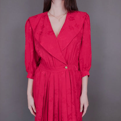 VIN-DR-33566 Vintage φόρεμα μεταξωτό κερασί Μ