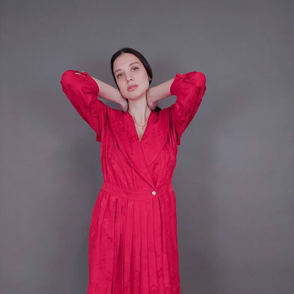 VIN-DR-33566 Vintage φόρεμα μεταξωτό κερασί Μ