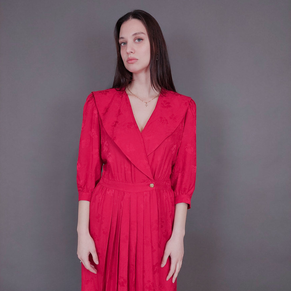 VIN-DR-33566 Vintage φόρεμα κερασί Μ