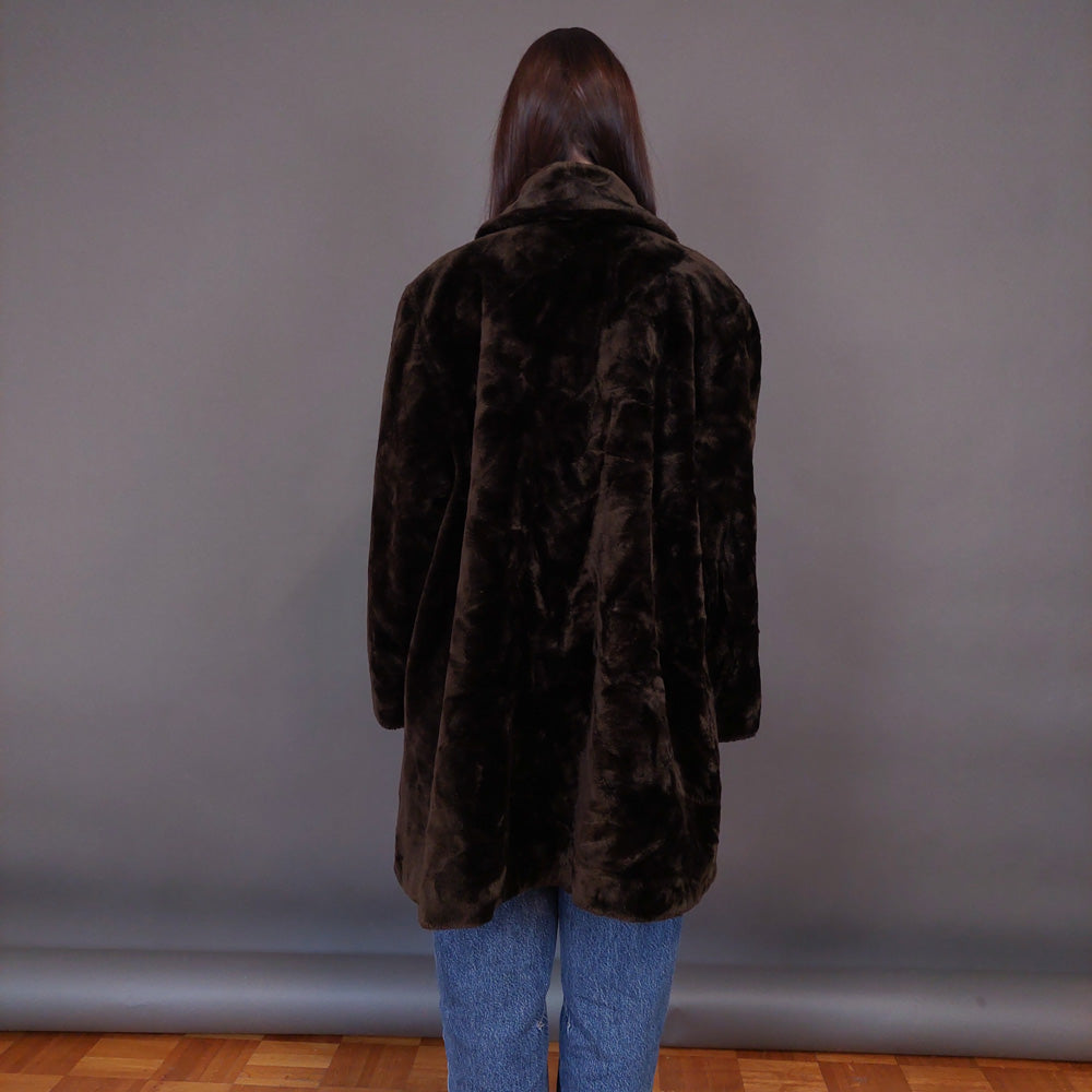 VIN-OUTW-33602 Vintage γούνα οικολογική καφέ M