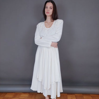 VIN-DR-33565 Vintage φόρεμα λευκό Μ