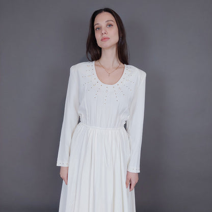 VIN-DR-33565 Vintage φόρεμα λευκό Μ