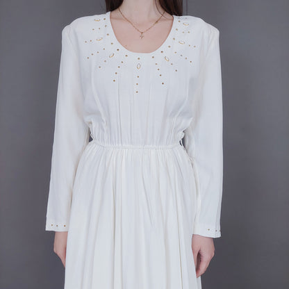 VIN-DR-33565 Vintage φόρεμα λευκό Μ