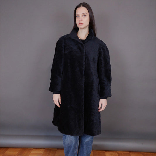 VIN-OUTW-33599 Vintage γούνα αληθινή couture σκούρο μπλε M