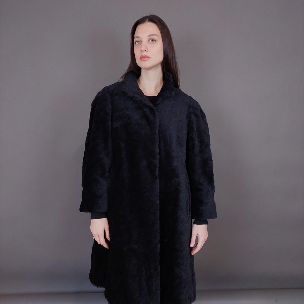 VIN-OUTW-33599 Vintage γούνα αληθινή couture σκούρο μπλε M