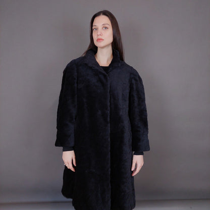 VIN-OUTW-33599 Vintage γούνα αληθινή couture σκούρο μπλε M