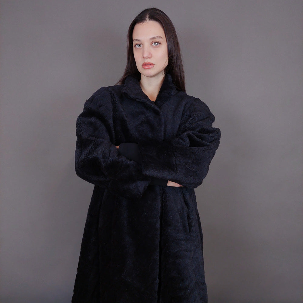 VIN-OUTW-33599 Vintage γούνα αληθινή couture σκούρο μπλε M