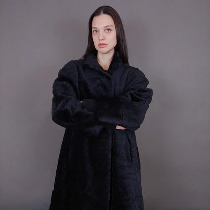 VIN-OUTW-33599 Vintage γούνα αληθινή couture σκούρο μπλε M