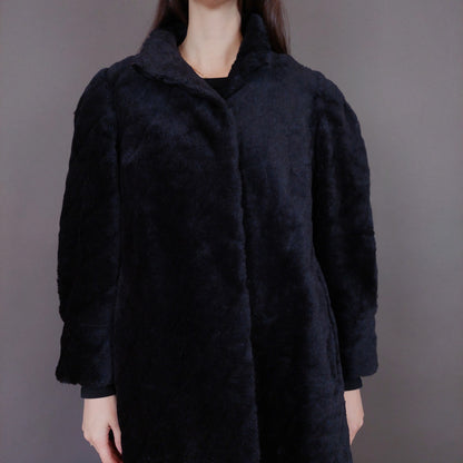 VIN-OUTW-33599 Vintage γούνα αληθινή couture σκούρο μπλε M