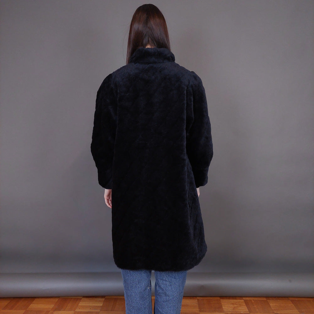 VIN-OUTW-33599 Vintage γούνα αληθινή couture σκούρο μπλε M