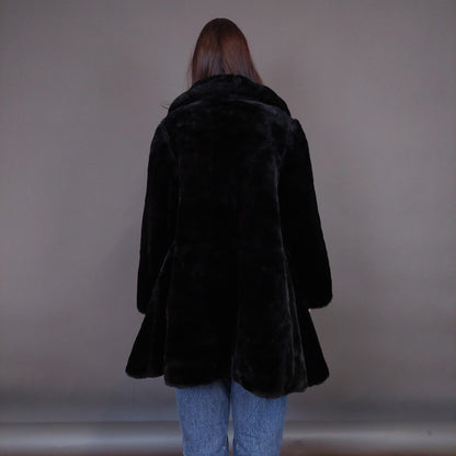 VIN-OUTW-33598 Vintage γούνα οικολογική μαύρη L