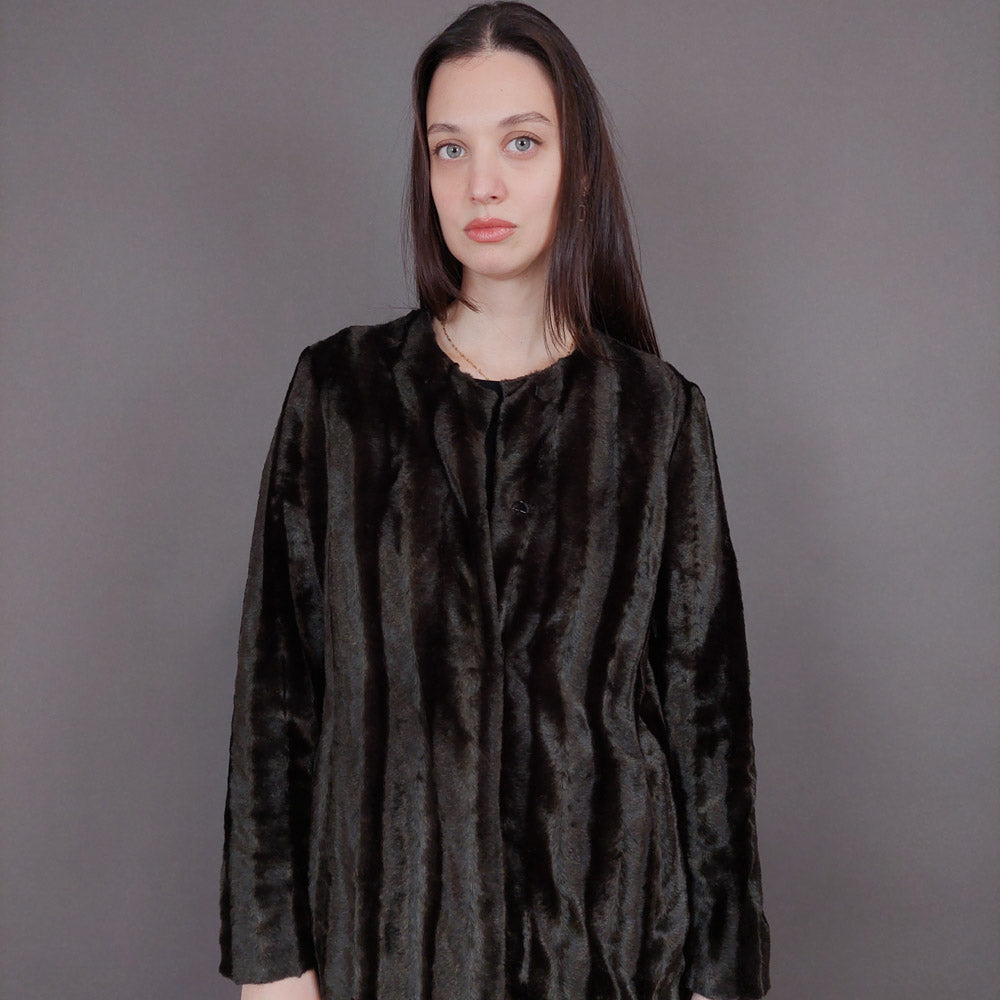 VIN-OUTW-33597 Vintage γούνα οικολογική καφέ S