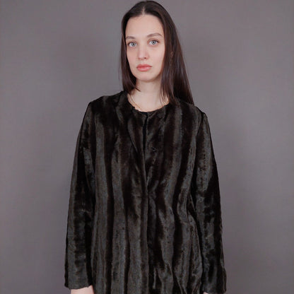 VIN-OUTW-33597 Vintage γούνα οικολογική καφέ S