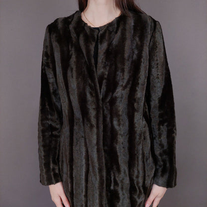 VIN-OUTW-33597 Vintage γούνα οικολογική καφέ S