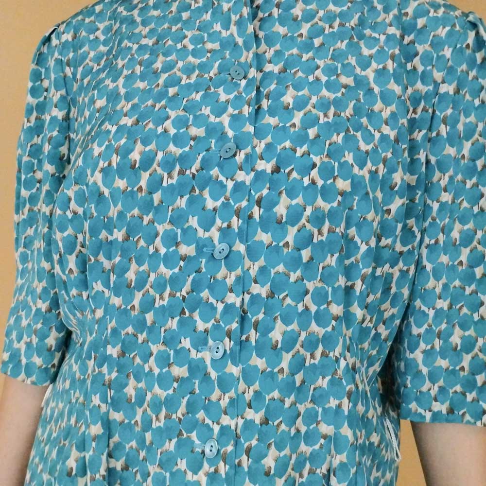 VIN-BLO-27552 Vintage πουκάμισο εμπριμέ βεραμάν τουλίπες L-XL
