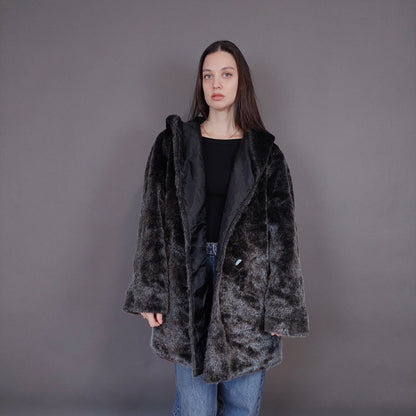 VIN-OUTW-33596 Vintage πανωφόρι double-faced με συνθετική γούνα M