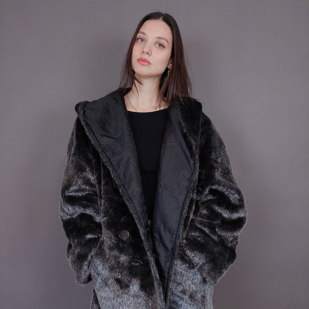 VIN-OUTW-33596 Vintage πανωφόρι double-faced με συνθετική γούνα M