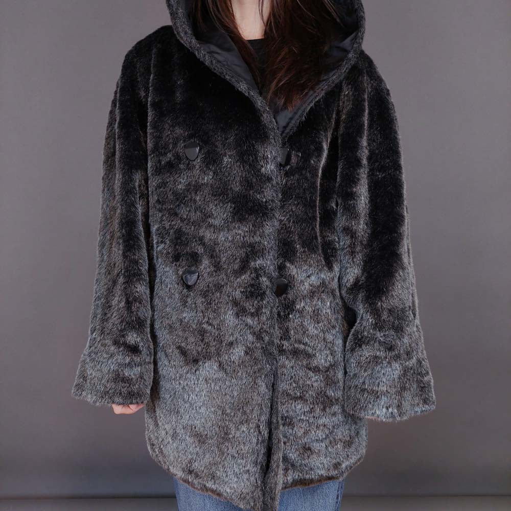 VIN-OUTW-33596 Vintage πανωφόρι double-faced με συνθετική γούνα M