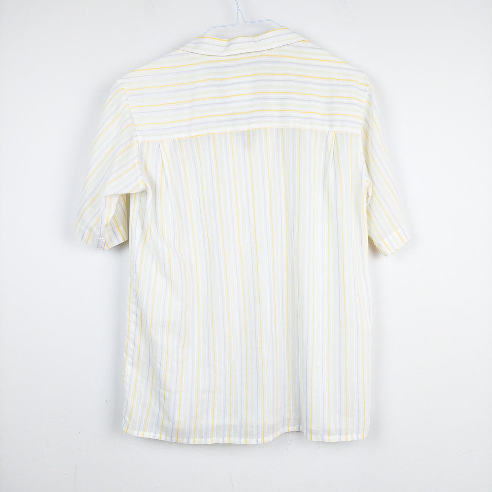 VIN-BLO-27682 Vintage πουκάμισο λευκό ριγέ M
