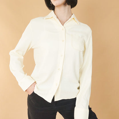 VIN-BLO-25257 Vintage πουκάμισο ανοιχτό κίτρινο M