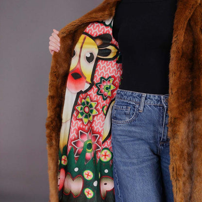 VIN-OUTW-33608 Vintage γούνα οικολογική με funky φόδρα S-M