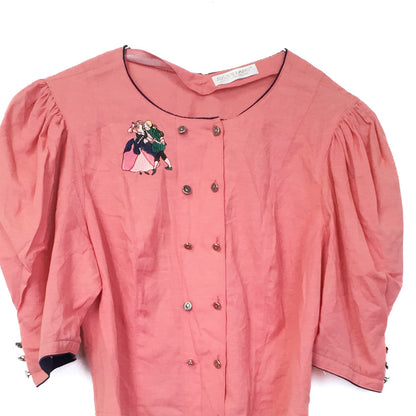VIN-BLO-35495 Vintage top trachten style S-M