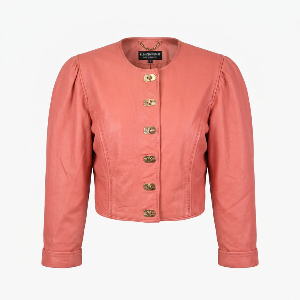 VIN-OUTW-35509 Vintage δερμάτινο jacket 80's style S