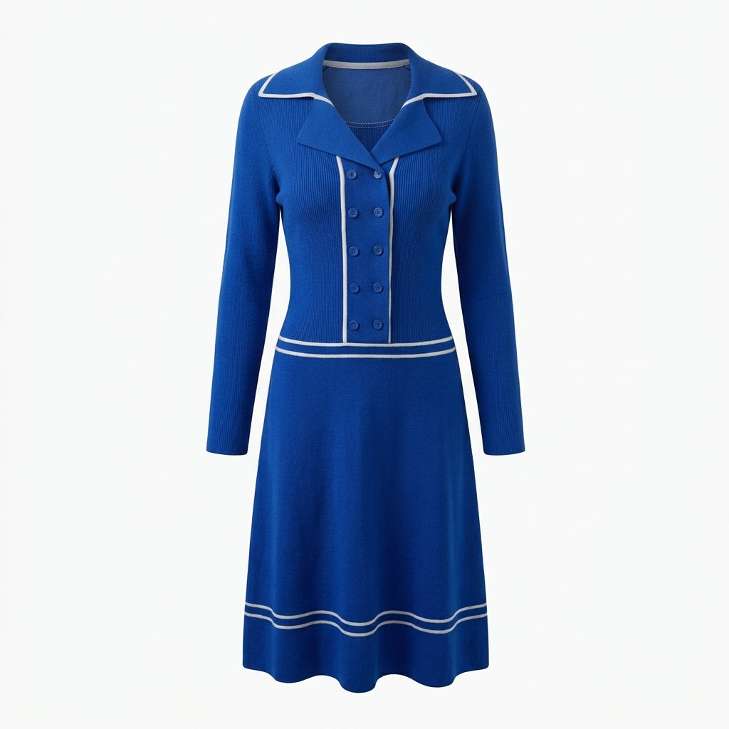 VIN-DR-35508 Vintage φόρεμα ηλεκτρίκ πλεκτό M-L