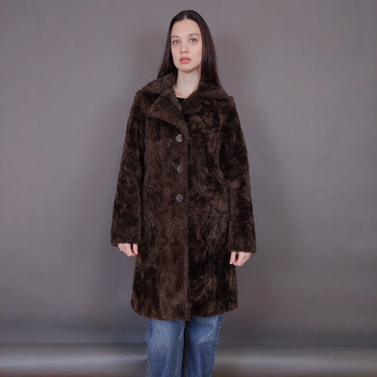 VIN-OUTW-33502 Vintage γούνα οικολογική καφέ S