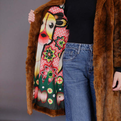 VIN-OUTW-33608 Vintage γούνα οικολογική με funky φόδρα S-M