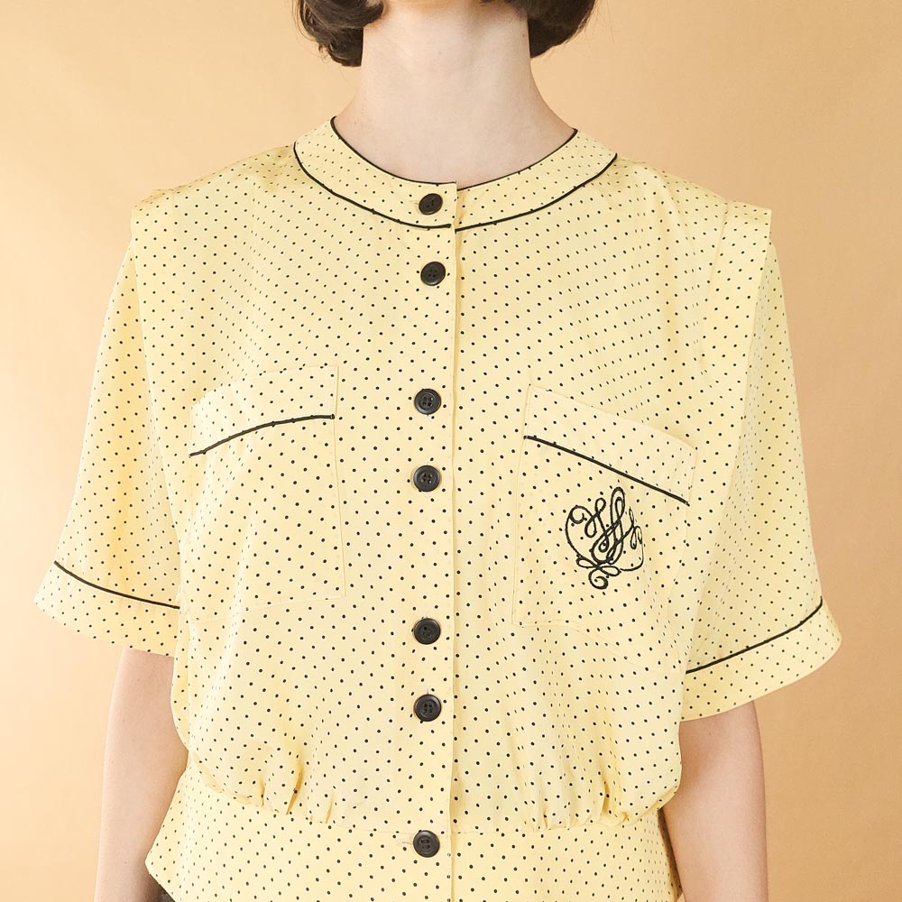 VIN-BLO-25255 Vintage πουκάμισο πουά M-L