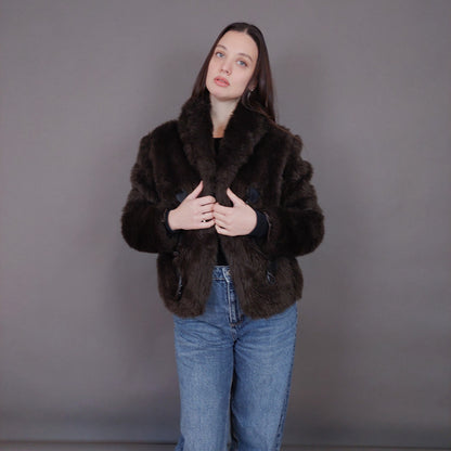 VIN-OUTW-33503 Vintage γούνα οικολογική καφέ S-M