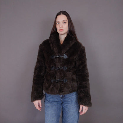 VIN-OUTW-33503 Vintage γούνα οικολογική καφέ S-M