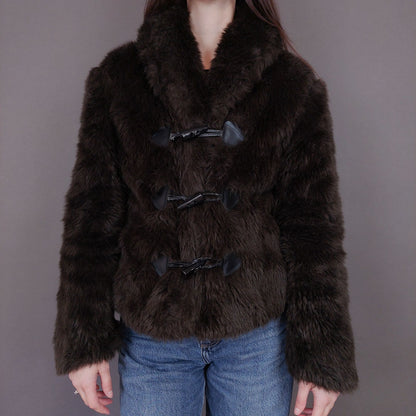 VIN-OUTW-33503 Vintage γούνα οικολογική καφέ S-M