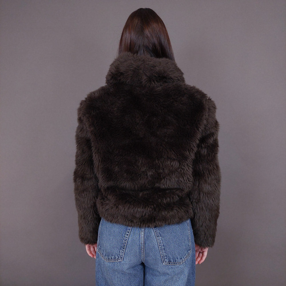 VIN-OUTW-33503 Vintage γούνα οικολογική καφέ S-M