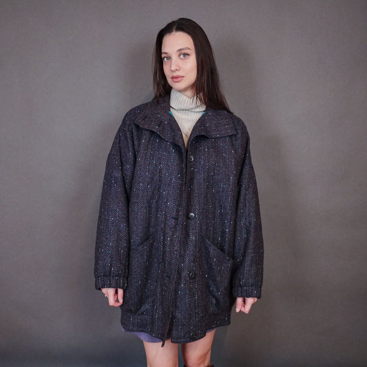 VIN-OUTW-33419 Vintage παλτό γυναικείο ολόμαλλο L-XL