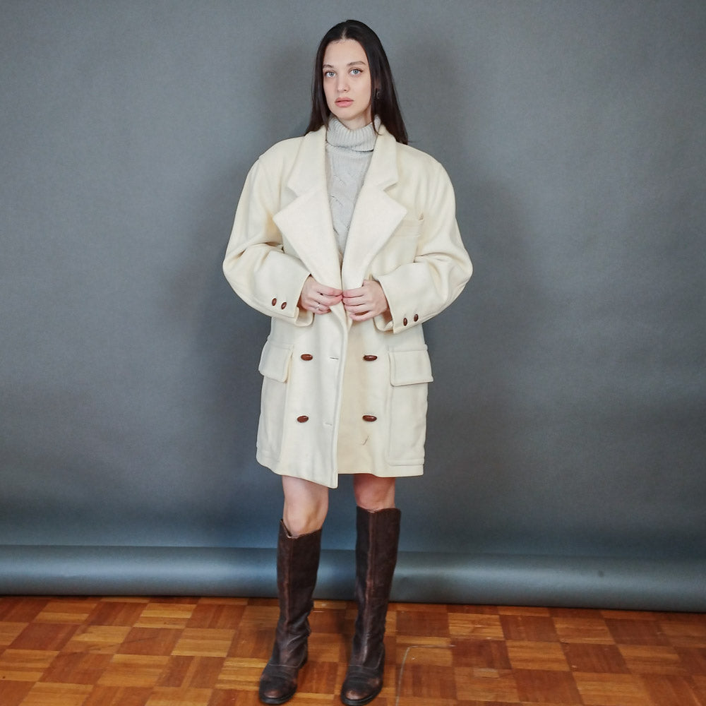 VIN-OUTW-33418 Vintage παλτό γυναικείο ολόμαλλο με κασμίρ L-XL