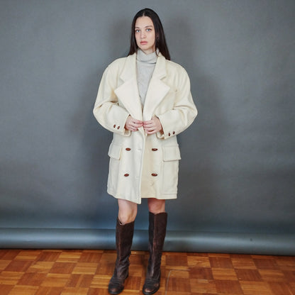 VIN-OUTW-33418 Vintage παλτό γυναικείο ολόμαλλο με κασμίρ L-XL