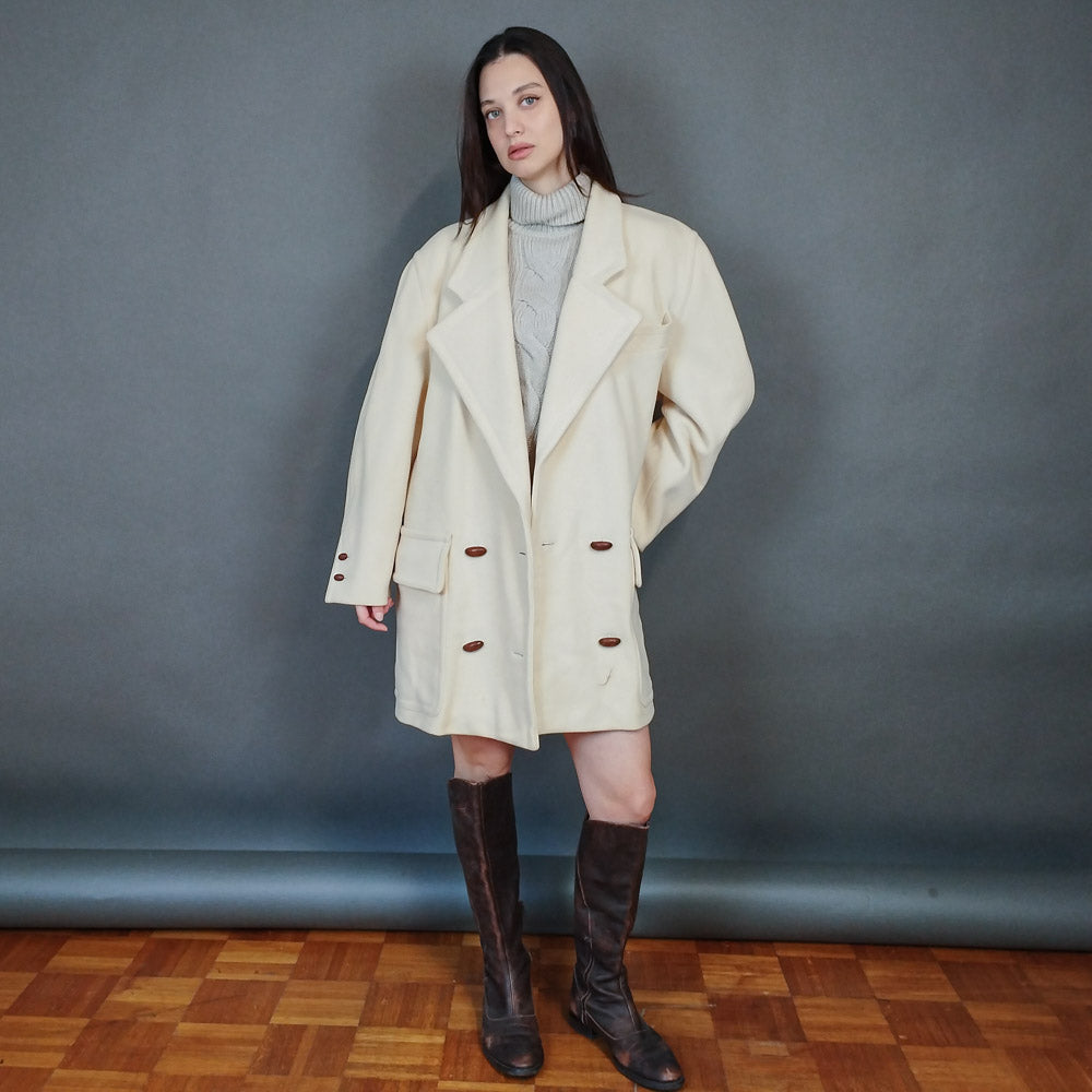 VIN-OUTW-33418 Vintage παλτό γυναικείο ολόμαλλο με κασμίρ L-XL