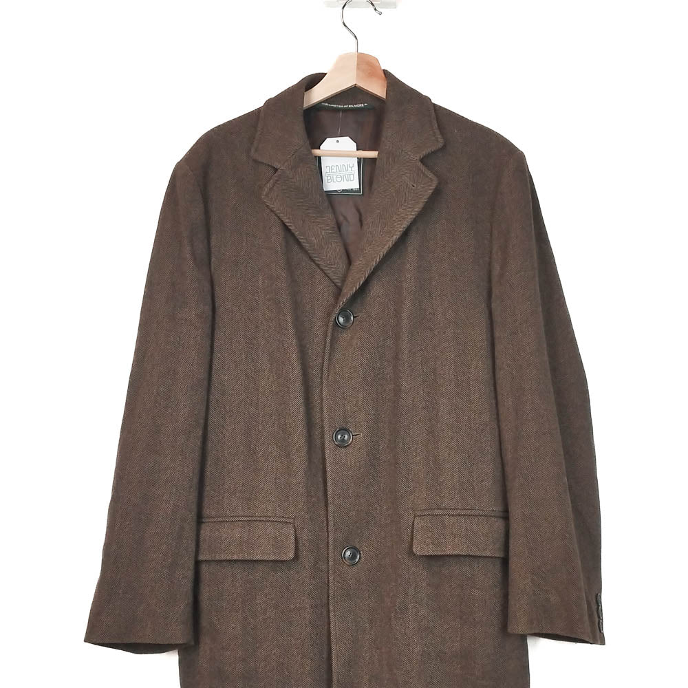 VIN-OUTW-33295 Vintage παλτό μάλλινο καφέ M