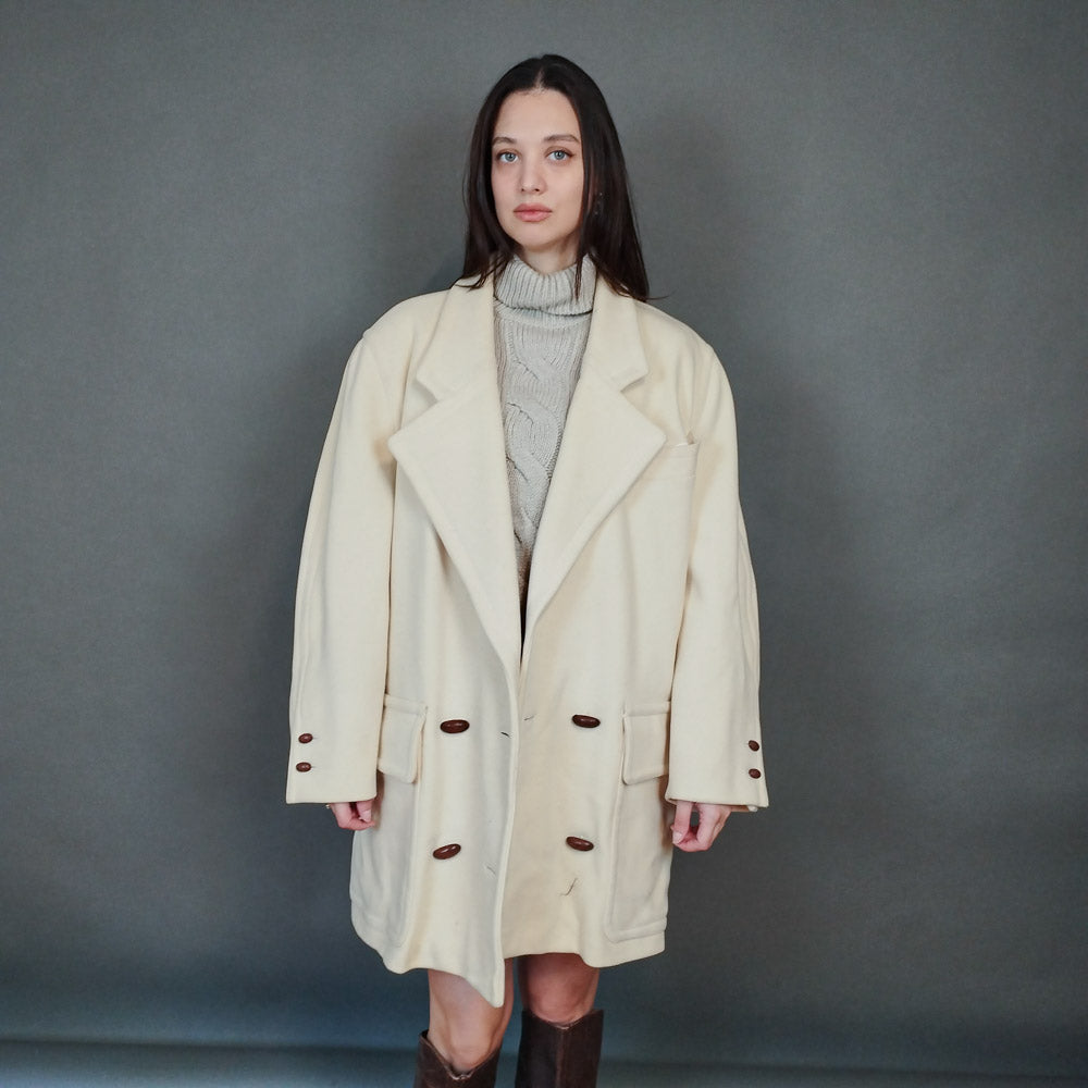 VIN-OUTW-33418 Vintage παλτό γυναικείο ολόμαλλο με κασμίρ L-XL