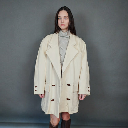 VIN-OUTW-33418 Vintage παλτό γυναικείο ολόμαλλο με κασμίρ L-XL